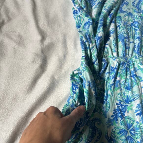 Lilly Pulitzer Girls Blue Floral Large Cotton Jumpsuit - Picture 3 of 4